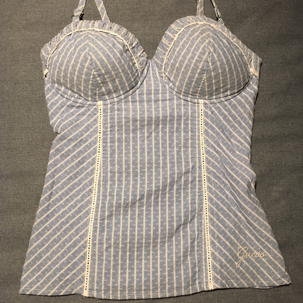 Guess Corset Top XS Blue & White