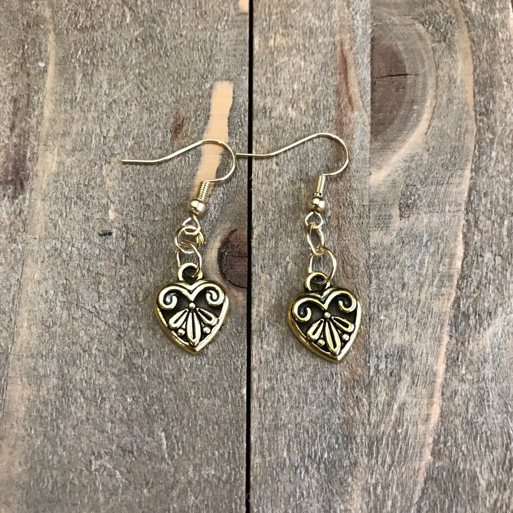 3 for $25 Handmade Gold Heart Earrings - Picture 1 of 1