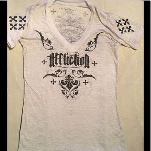 Affliction decorative black sparkly beaded shirt