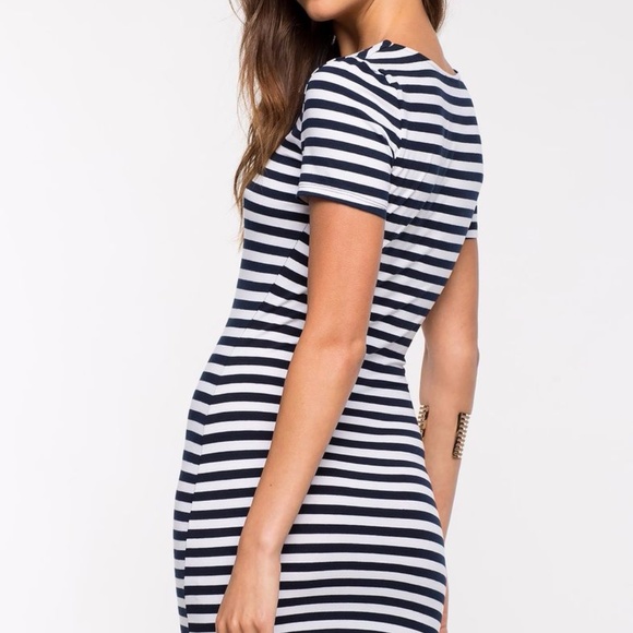 Lace up Tee Striped Dress, NWT - Picture 3 of 3