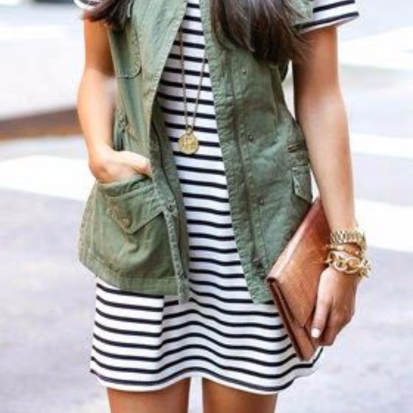 Lace up Tee Striped Dress, NWT - Picture 1 of 3