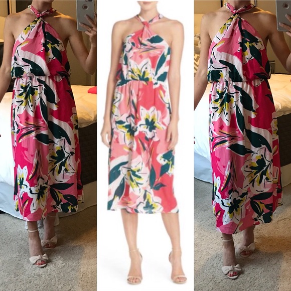 Nordstrom Dresses & Skirts - NWT CHARLES HENRY FLORAL TWIST FRONT MIDI DRESS -M