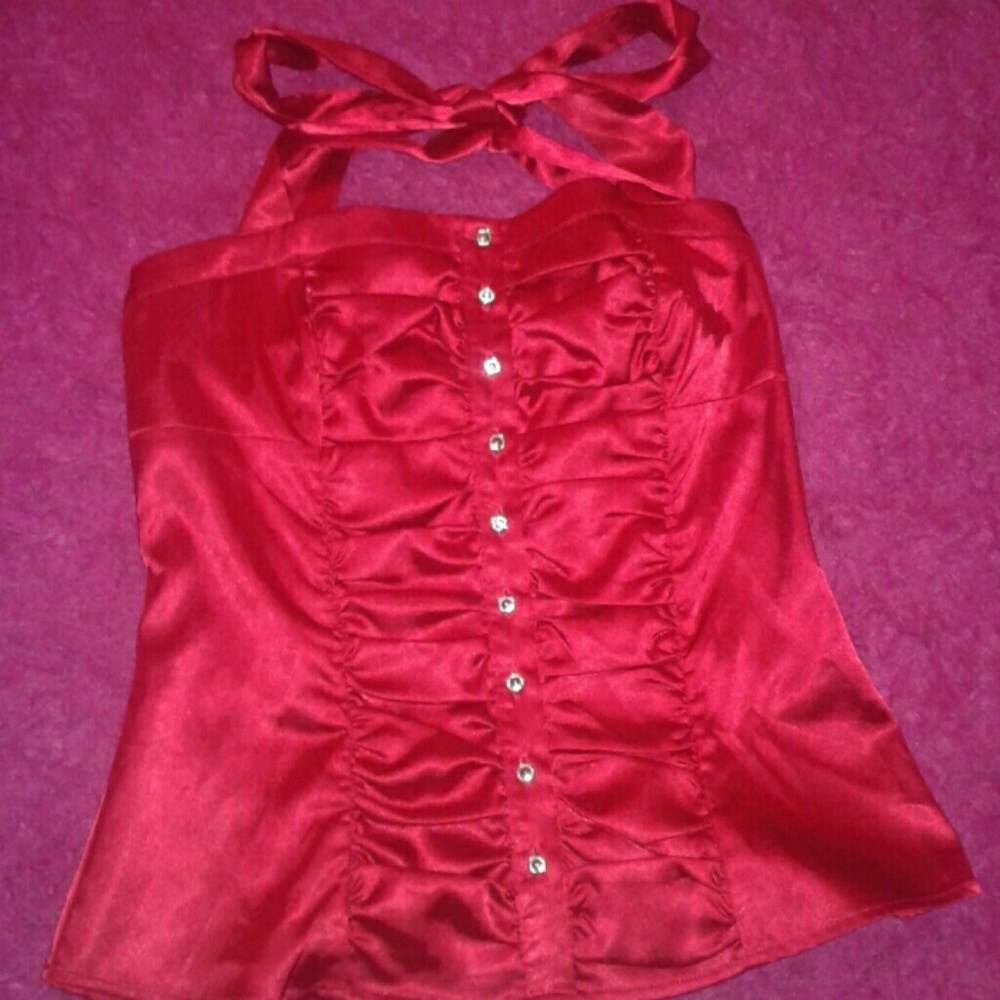 Hot Mama Red Halter Bustier  Top