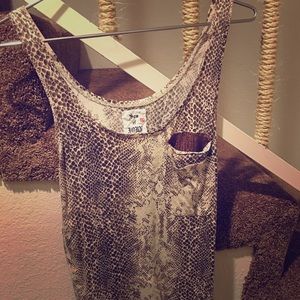 Snake Print Tank Top With Pocket