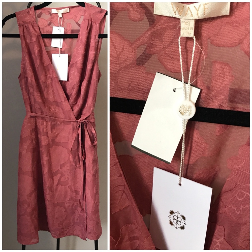 NWT WAYF MAUVE SLEEVELESS WRAP DRESS - XS - Picture 6 of 6