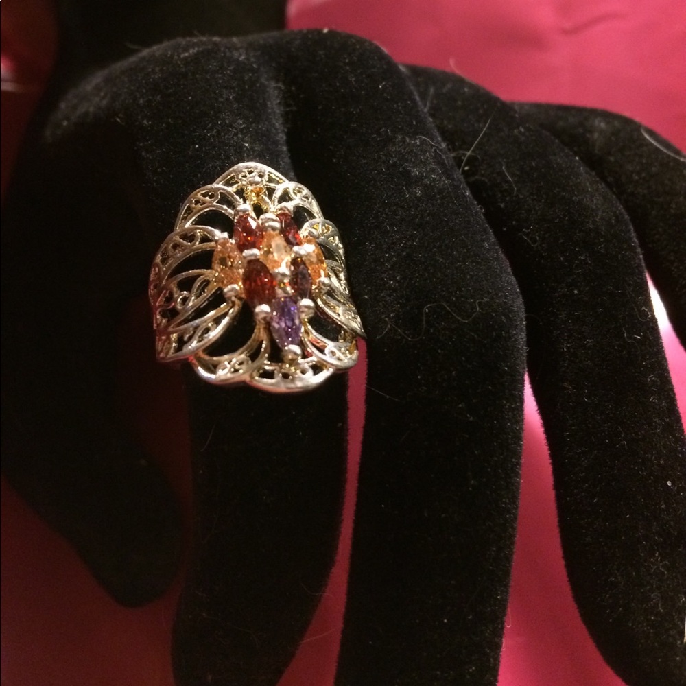 NWOT STERLING SILVER CITRINE GARNET AMETHYST RING