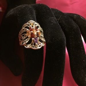 NWOT STERLING SILVER CITRINE GARNET AMETHYST RING