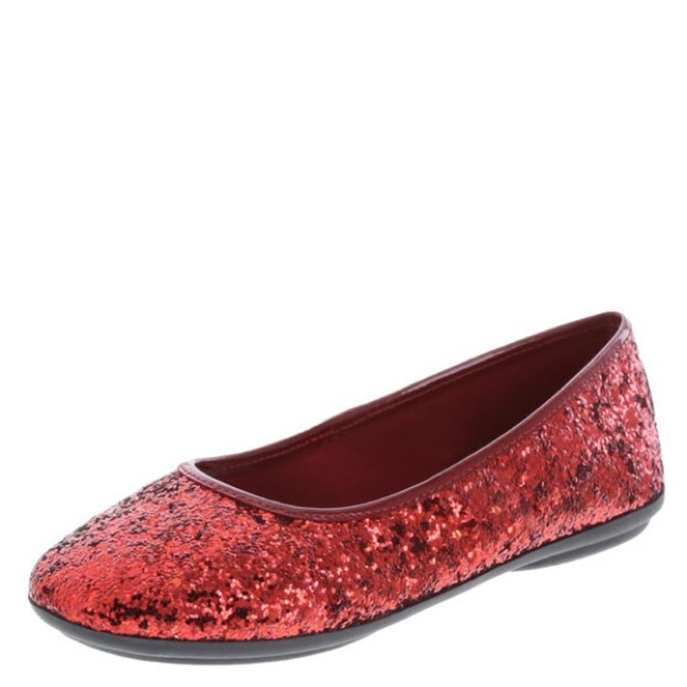 Girls Sparkly Ruby Red Flats Size (12)