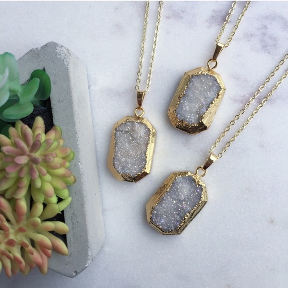 1 left!! Druzy Gold Octagon Necklace - Picture 3 of 8