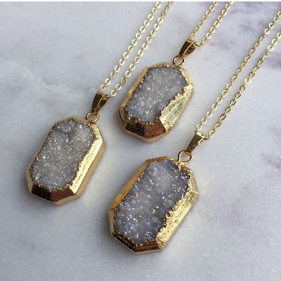 1 left!! Druzy Gold Octagon Necklace - Picture 5 of 8