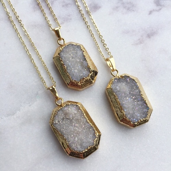 1 left!! Druzy Gold Octagon Necklace - Picture 4 of 8