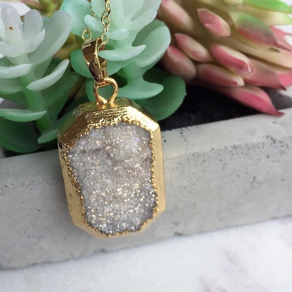 1 left!! Druzy Gold Octagon Necklace - Picture 2 of 8