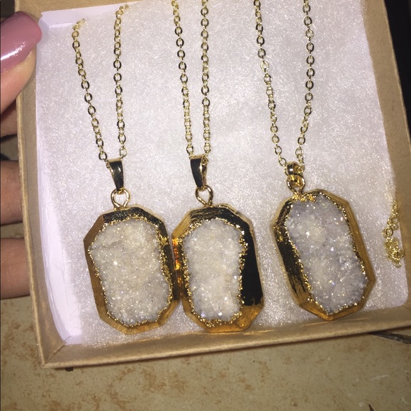 1 left!! Druzy Gold Octagon Necklace - Picture 6 of 8