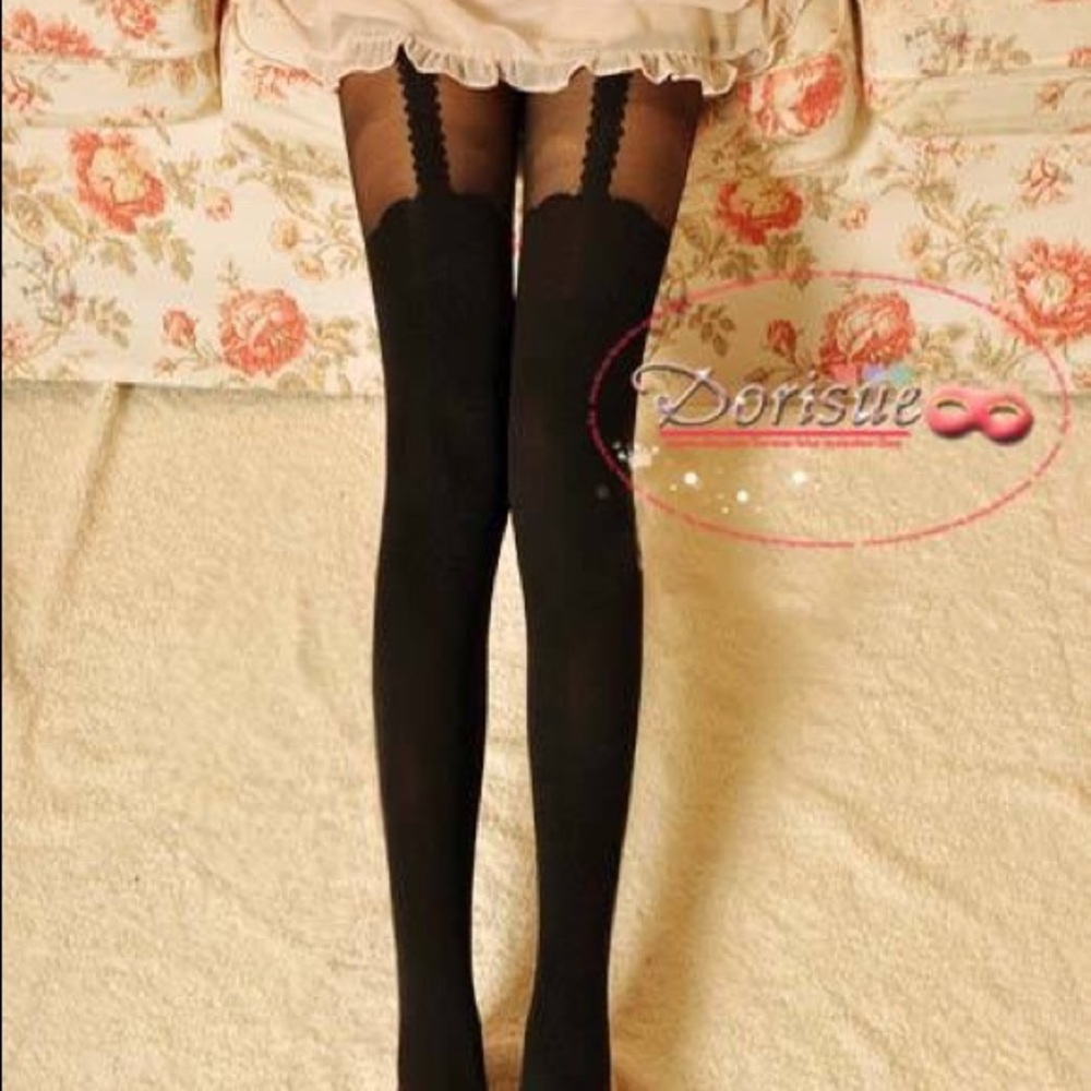 A04 lace insert suspender thugh high stocking
