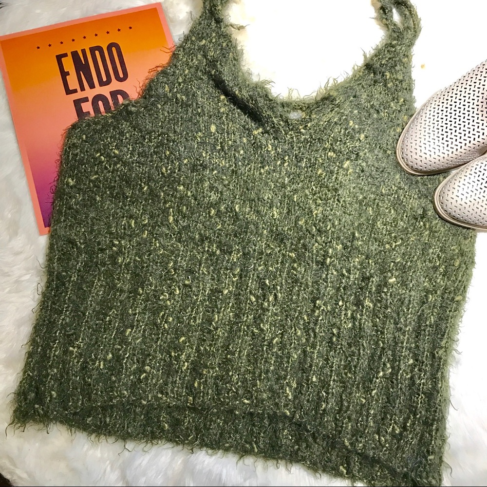 VINTAGE Green Chunky Sweater Tank Top {A15}