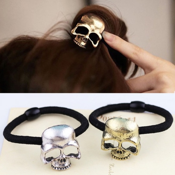 💀 Awesome skeleton Skull metal hair tie available in various colors - Picture 2 of 8