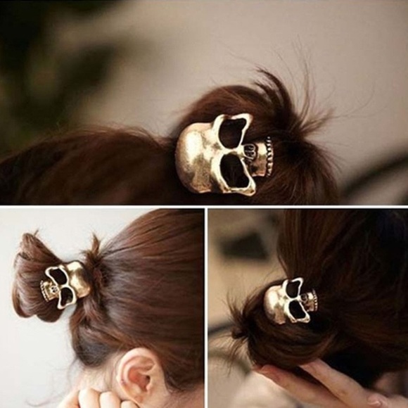 💀 Awesome skeleton Skull metal hair tie available in various colors - Picture 1 of 8