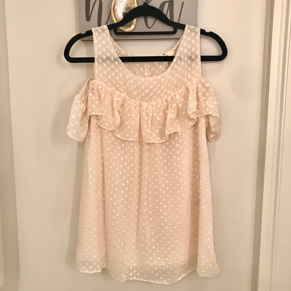 Cream Ruffle Top