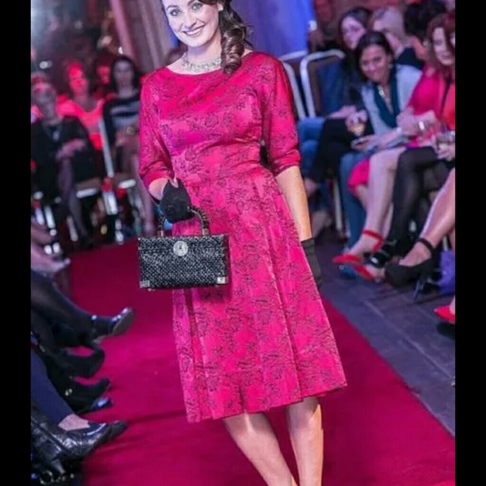 1950's handmade brocade crimson Hollywood fit flar