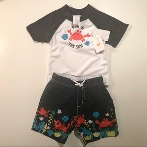 Gymboree Rash Guard &Swim Shorts,Boy (6-12mos)NWT