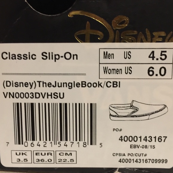 NWT Vans Disney The Jungle Book Classic Slip-On - Picture 6 of 6