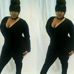 PLUSSIZE Velvet Choker Jumpsuits