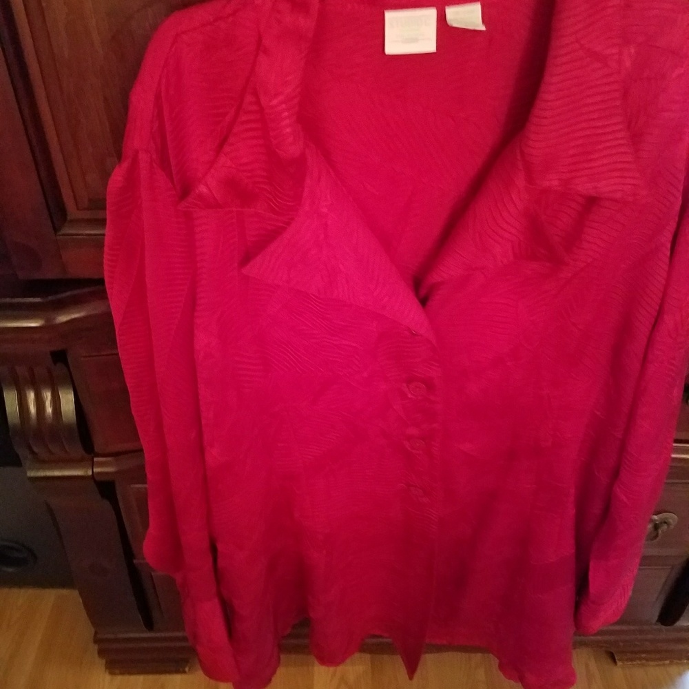 Red long sleeved silk tunic
