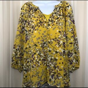 Apt. 9 Sheer Floral Blouse with 3/4 sleeves Top
