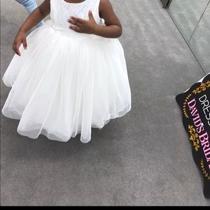 Lace and mesh flower girl dress