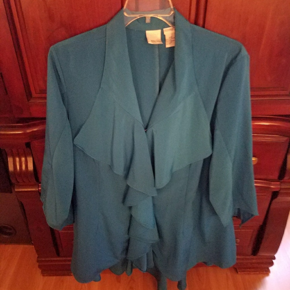 Silk turquoise tunic with poet sleeves