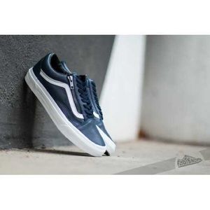 Navy blue leather vans old skool
