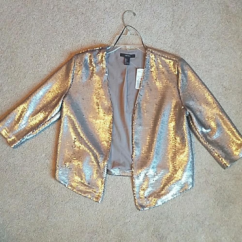 Silver fully sequenced 1/4 length women jacket