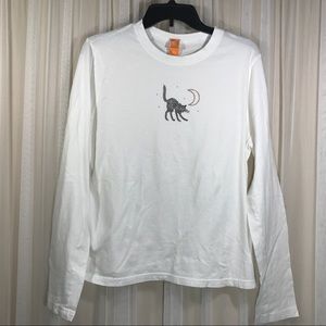 Target Halloween White Shirt Sparkle Black Cat