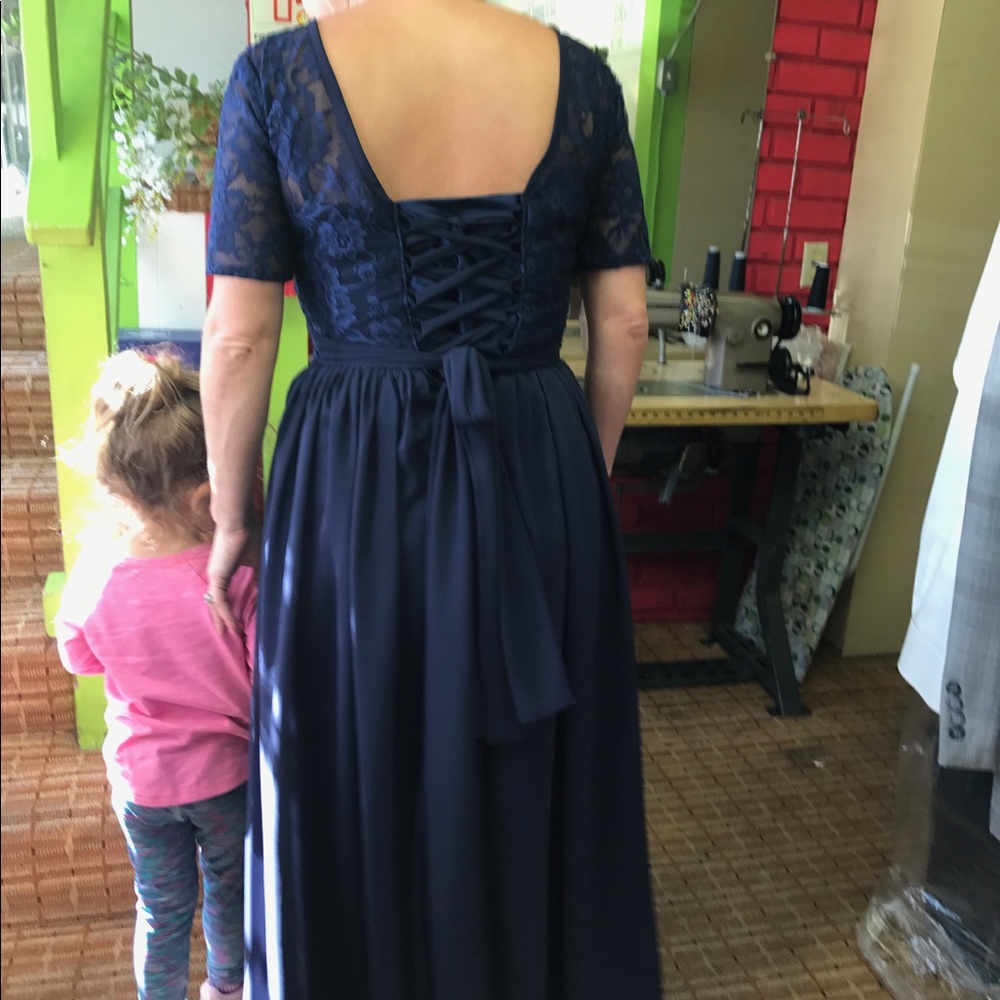 Navy Bridesmaid Dress - modified for pregnancy