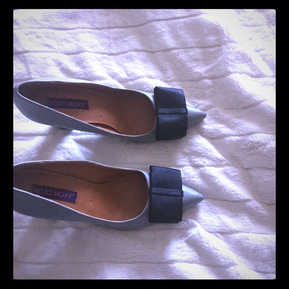 Grey and black dress shoe