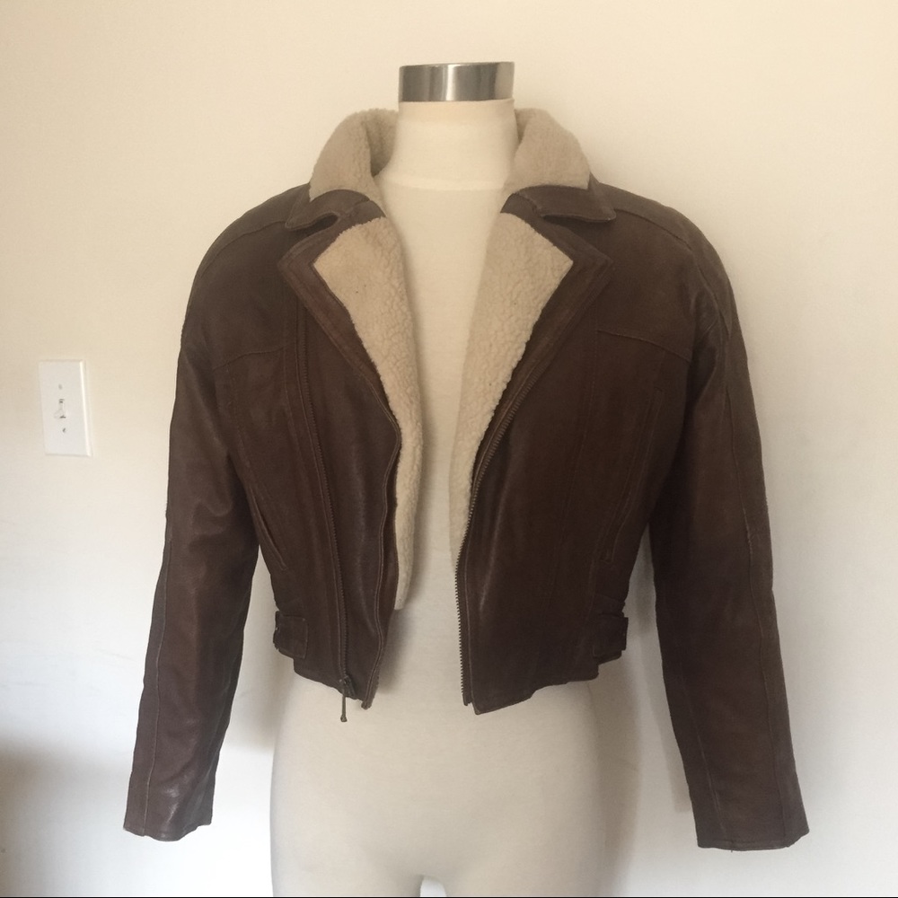 Vintage leather bomber jacket size xs by Wilson