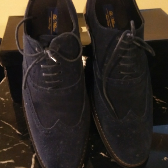 Navy Suede Wingtips - Picture 3 of 4