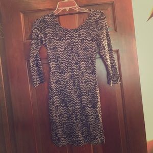 Mini feather print black and gray dress