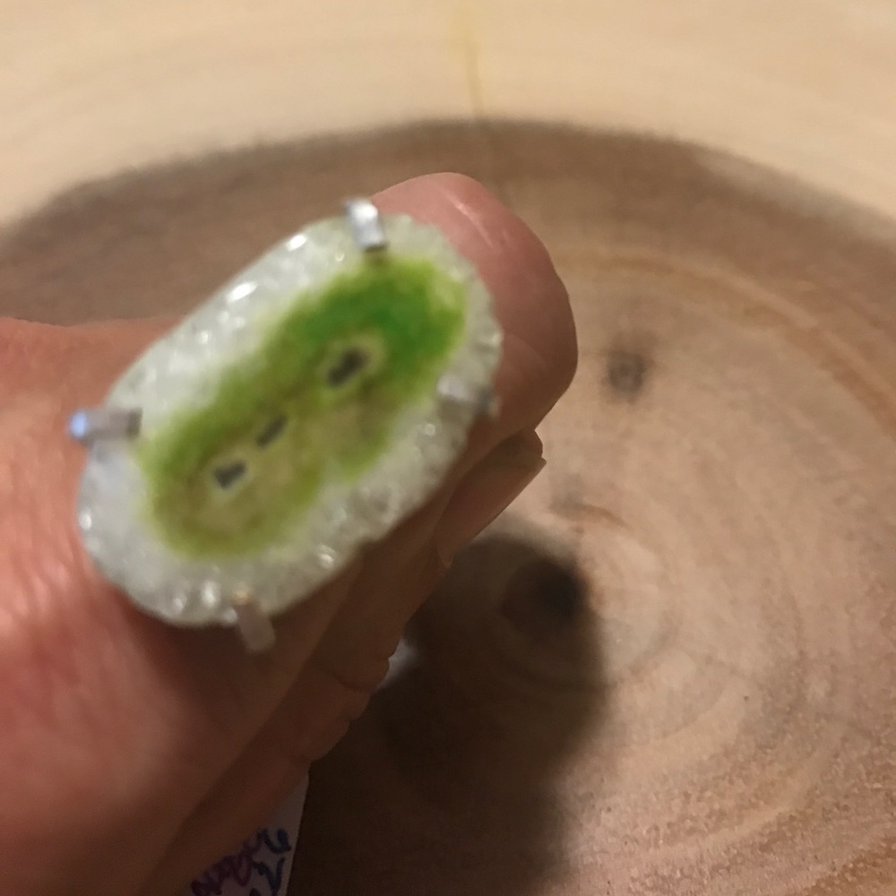 stunning green agate druzy ring