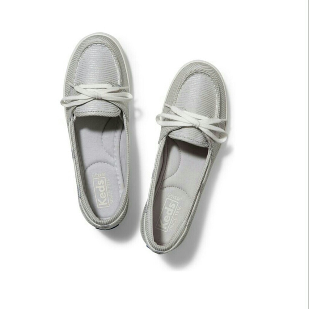 Brand New Keds Metallic Glimmer Stripe Boat Shoes