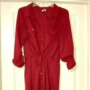 Dark Red Shirt Dress