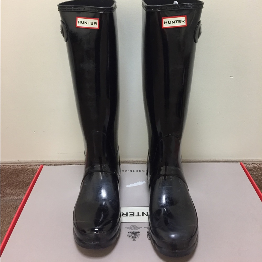 Black Hunter Original Gloss Size 8 Boots