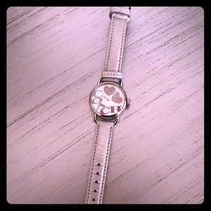 Coach silver leather watch