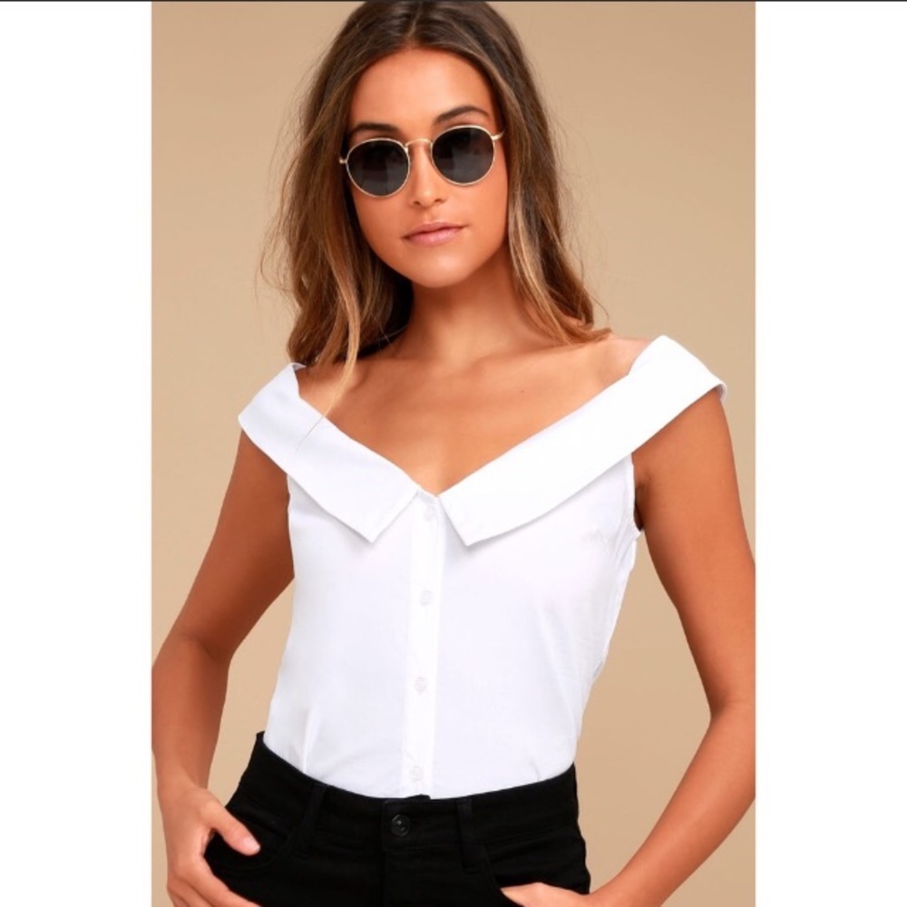 Chic Off-Shoulder ButtonDown Top