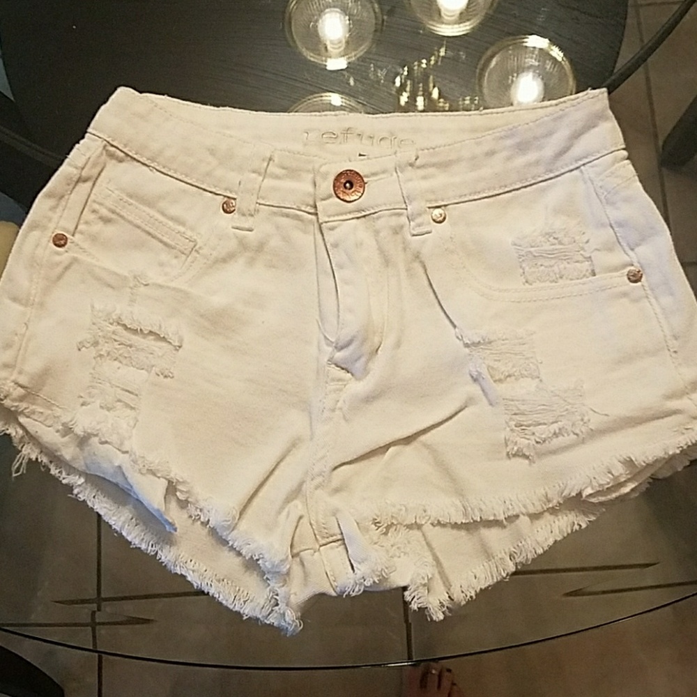 White jean short shorts