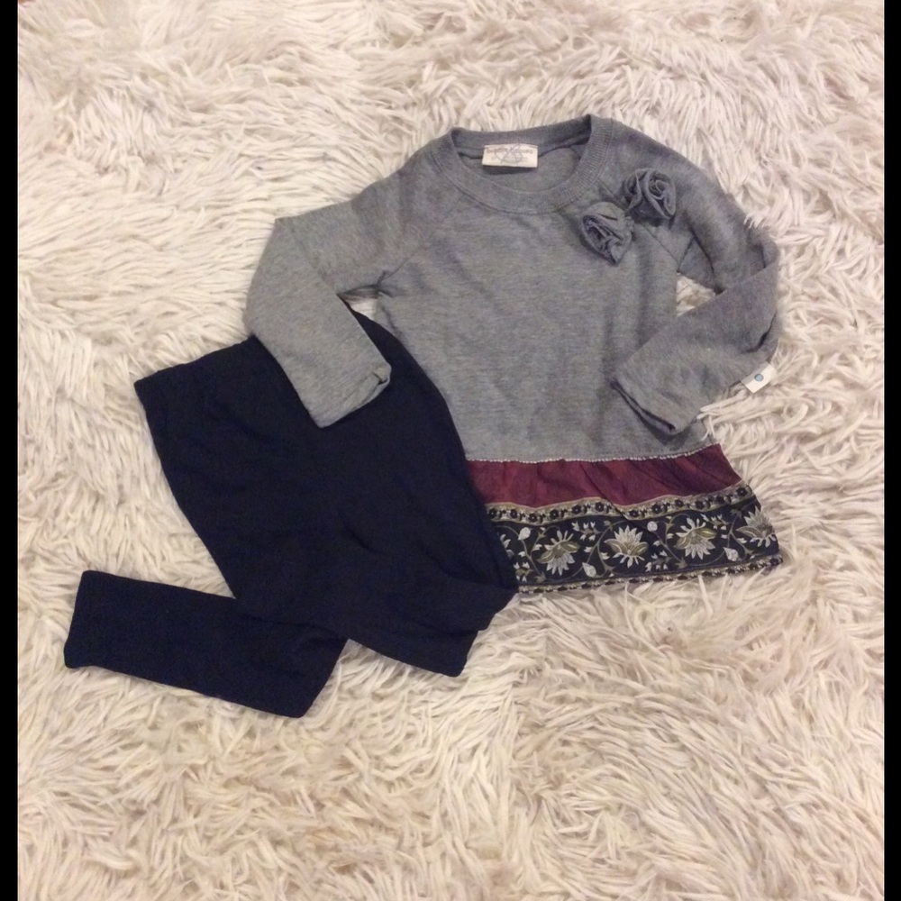Girly top and leggings size 3T new set