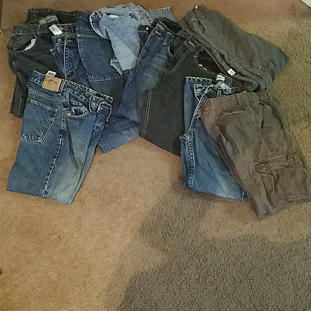 8 pair of kid jeans 2 cargo pants size 10-14