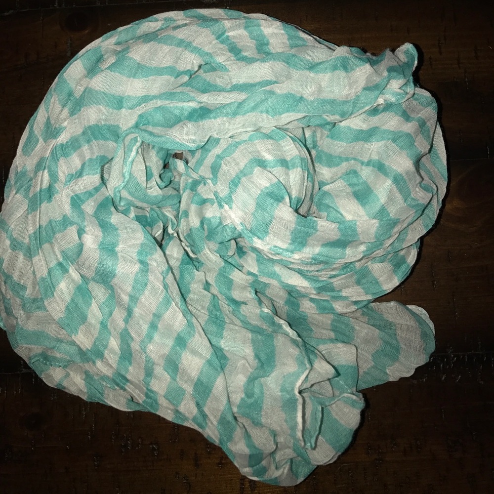 Francesca's Aqua & White Striped Scarf