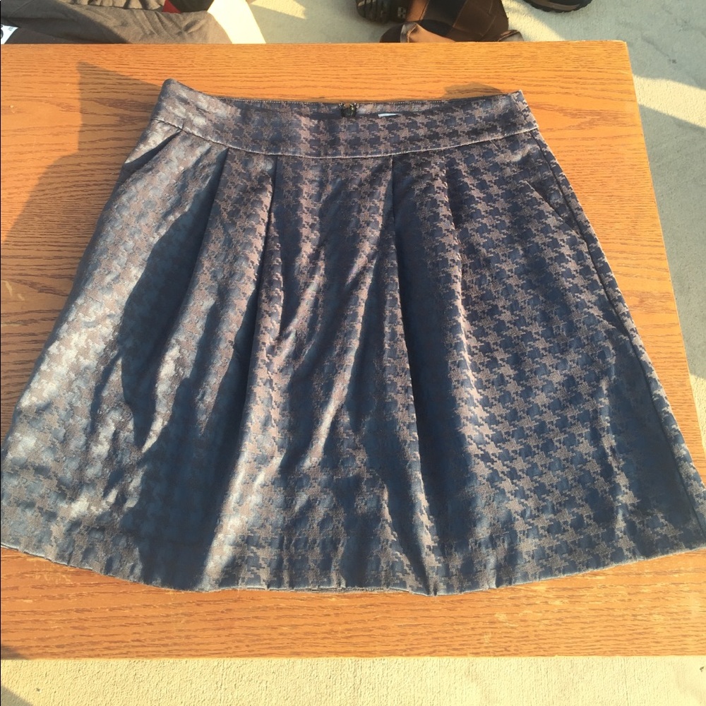 Pleated Houndstooth Miniskirt with Pockets