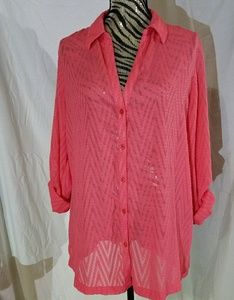 Coral Chevron Tunic - Chicos Size 2